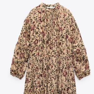 Zara floral midi dress with metallic thread